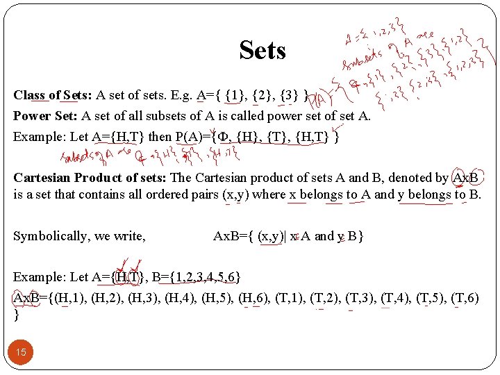 Sets Class of Sets: A set of sets. E. g. A={ {1}, {2}, {3}