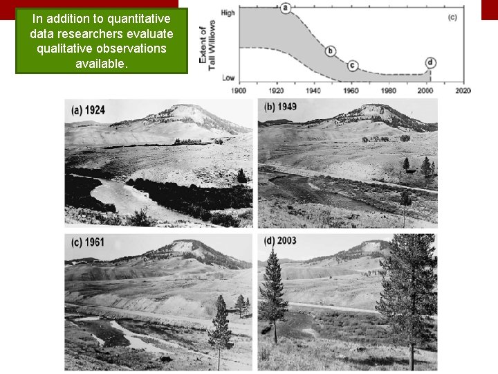 In addition to quantitative data researchers evaluate qualitative observations available. 