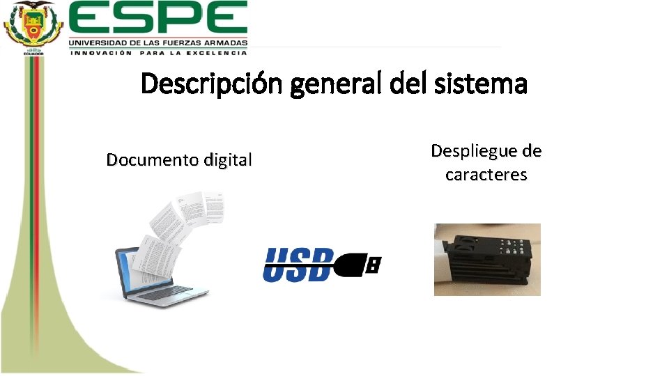 Descripción general del sistema Documento digital Despliegue de caracteres 