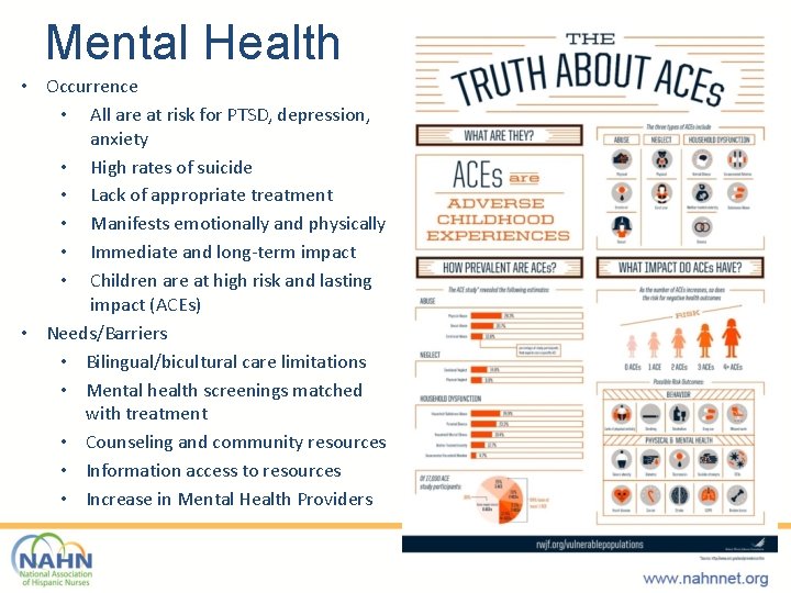 Mental Health • Occurrence • All are at risk for PTSD, depression, anxiety •