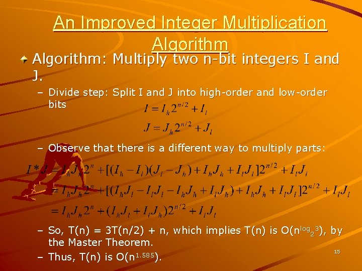 An Improved Integer Multiplication Algorithm: Multiply two n-bit integers I and J. – Divide