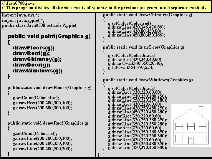 // Java 0708. java // This program divides all the statements of <paint> in