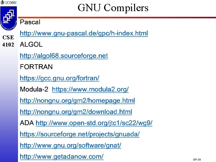 GNU Compilers CSE 4102 OV-20 GNU Compilers CSE 4102 OV-20