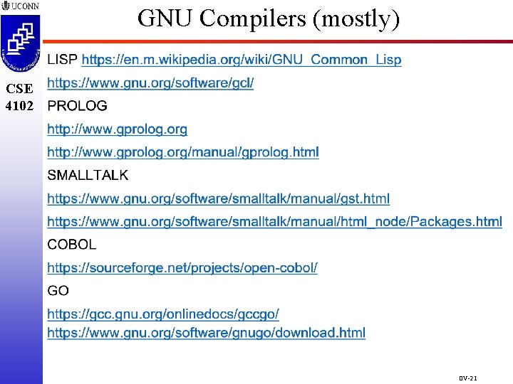 GNU Compilers (mostly) CSE 4102 OV-21 GNU Compilers (mostly) CSE 4102 OV-21