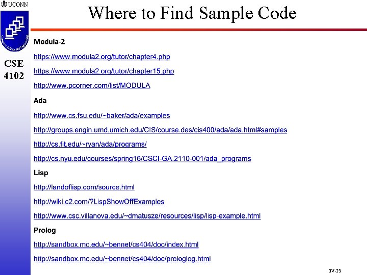 Where to Find Sample Code CSE 4102 OV-23 Where to Find Sample Code CSE 4102 OV-23