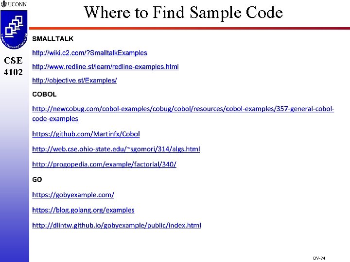 Where to Find Sample Code CSE 4102 OV-24 Where to Find Sample Code CSE 4102 OV-24
