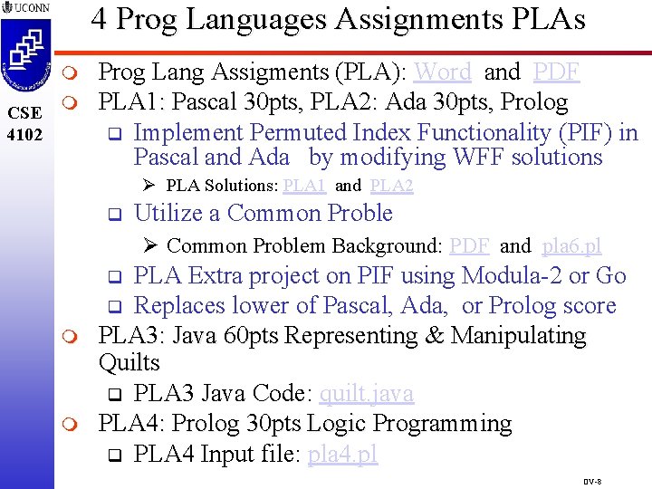 4 Prog Languages Assignments PLAs m CSE m 4102 Prog Lang Assigments (PLA): Word 4 Prog Languages Assignments PLAs m CSE m 4102 Prog Lang Assigments (PLA): Word