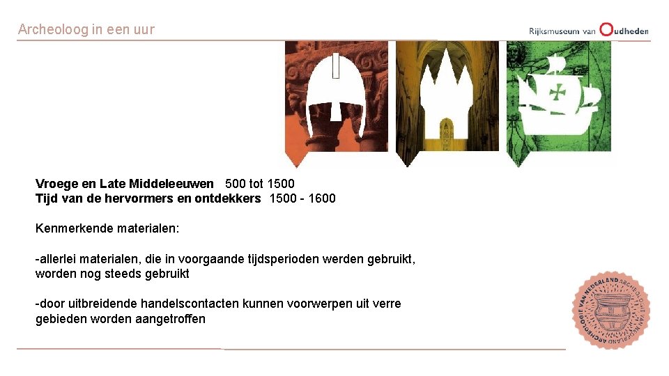 Archeoloog in een uur Vroege en Late Middeleeuwen 500 tot 1500 Tijd van de