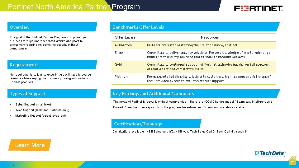Fortinet North America Partner Program Overview Benchmarks Offer Levels The goal of the Fortinet Fortinet North America Partner Program Overview Benchmarks Offer Levels The goal of the Fortinet