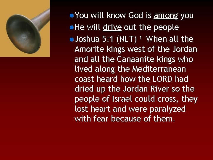 You will know God is among you He will drive out the people Joshua