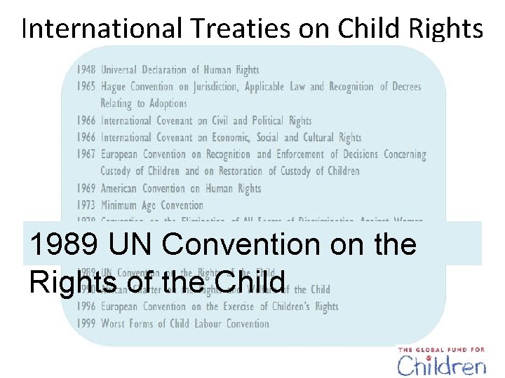 International Treaties on Child Rights 1989 UN Convention on the Rights of the Child