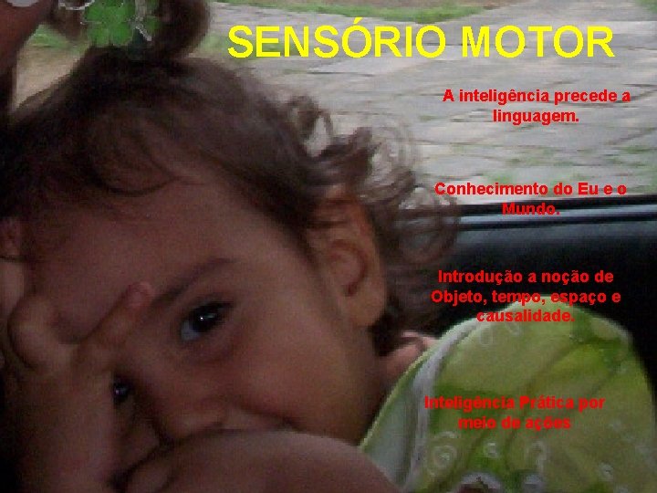 SENSÓRIO MOTOR A inteligência precede a linguagem. Conhecimento do Eu e o Mundo. Introdução