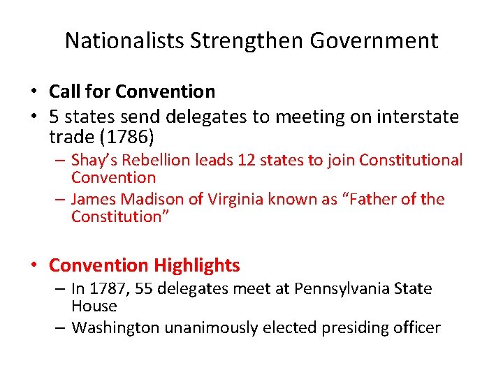 Nationalists Strengthen Government • Call for Convention • 5 states send delegates to meeting