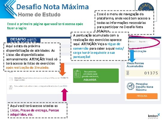 Desafio Nota Máxima Home de Estudo Esse é o menu de navegação da plataforma, Desafio Nota Máxima Home de Estudo Esse é o menu de navegação da plataforma,
