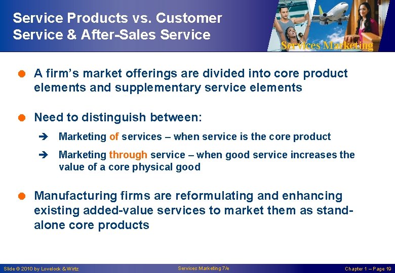 Service Products vs. Customer Service & After-Sales Services Marketing = A firm’s market offerings Service Products vs. Customer Service & After-Sales Services Marketing = A firm’s market offerings