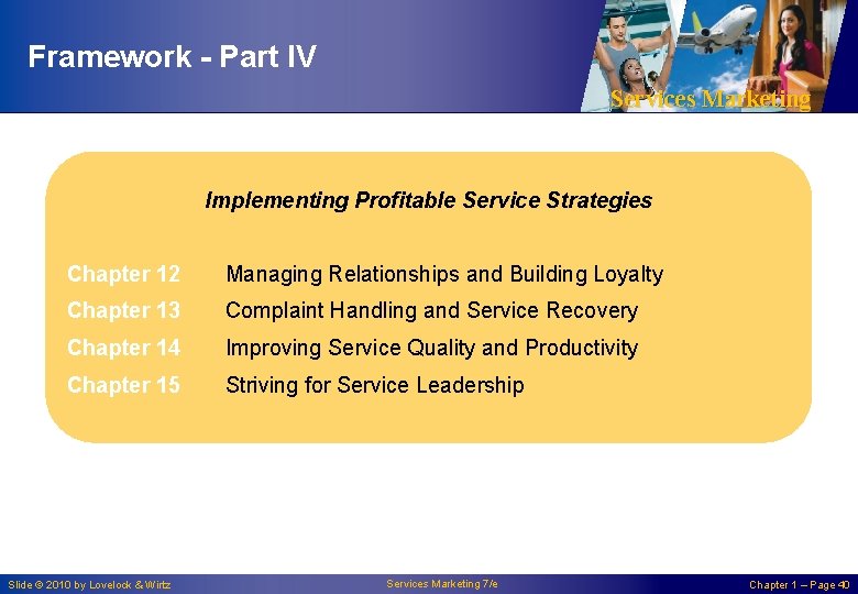 Framework - Part IV Services Marketing Implementing Profitable Service Strategies Chapter 12 Managing Relationships Framework - Part IV Services Marketing Implementing Profitable Service Strategies Chapter 12 Managing Relationships