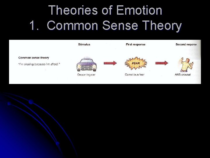 Theories of Emotion 1. Common Sense Theory 