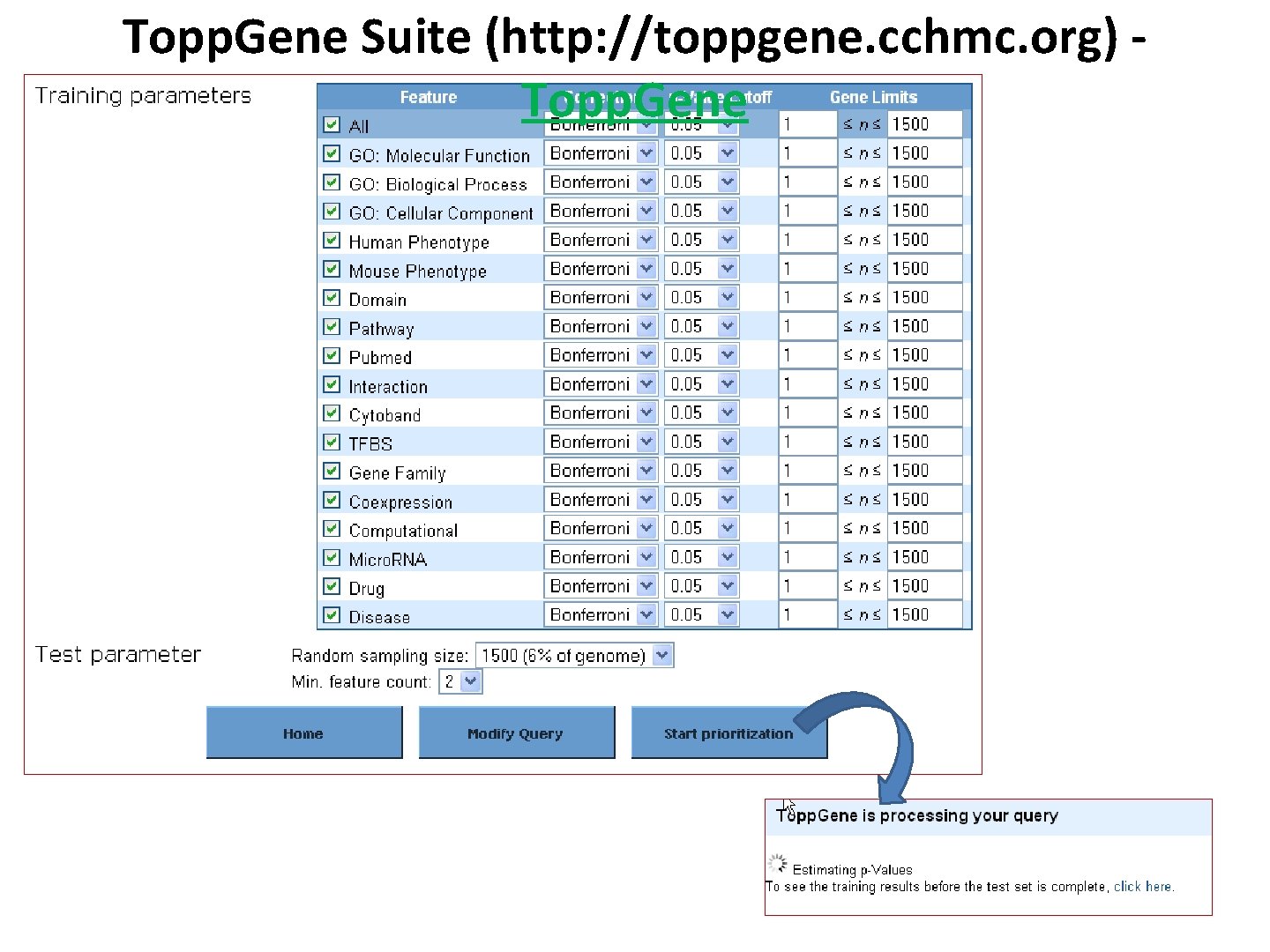 Topp. Gene Suite (http: //toppgene. cchmc. org) Topp. Gene 