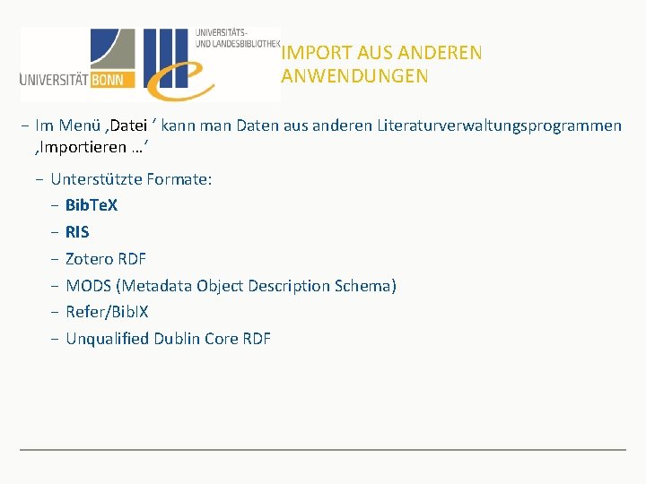 IMPORT AUS ANDEREN ANWENDUNGEN − Im Menü ‚Datei ‘ kann man Daten aus anderen