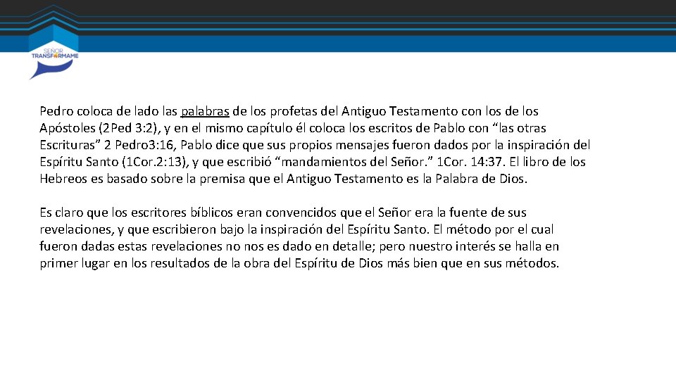 Pedro coloca de lado las palabras de los profetas del Antiguo Testamento con los Pedro coloca de lado las palabras de los profetas del Antiguo Testamento con los