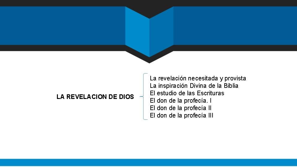 LA REVELACION DE DIOS La revelación necesitada y provista La inspiración Divina de la LA REVELACION DE DIOS La revelación necesitada y provista La inspiración Divina de la
