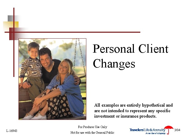 Personal Client Changes All examples are entirely hypothetical and are not intended to represent
