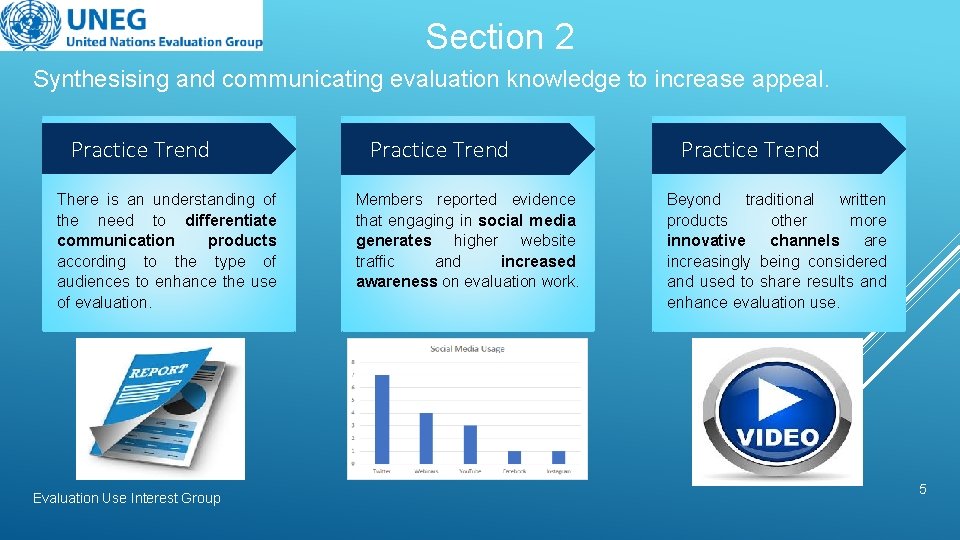 Section 2 Synthesising and communicating evaluation knowledge to increase appeal. Practice Trend There is
