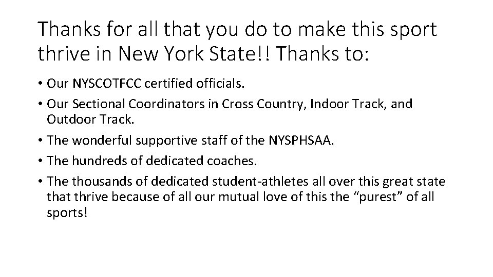 Thanks for all that you do to make this sport thrive in New York