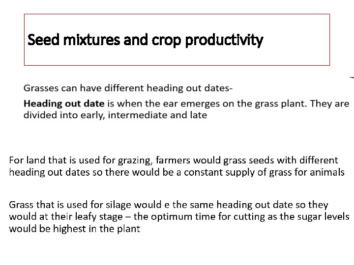 Seed mixtures and crop productivity 