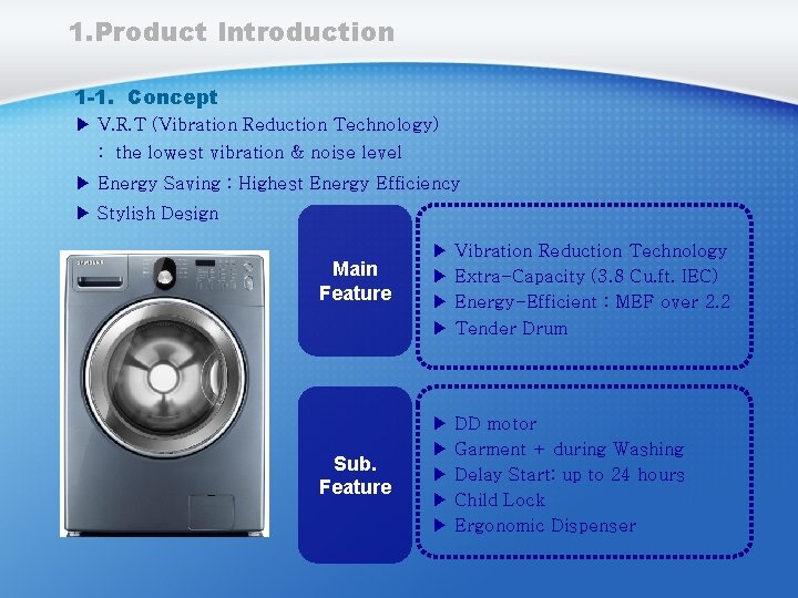 1. Product Introduction 1 -1. Concept ▶ V. R. T (Vibration Reduction Technology) :
