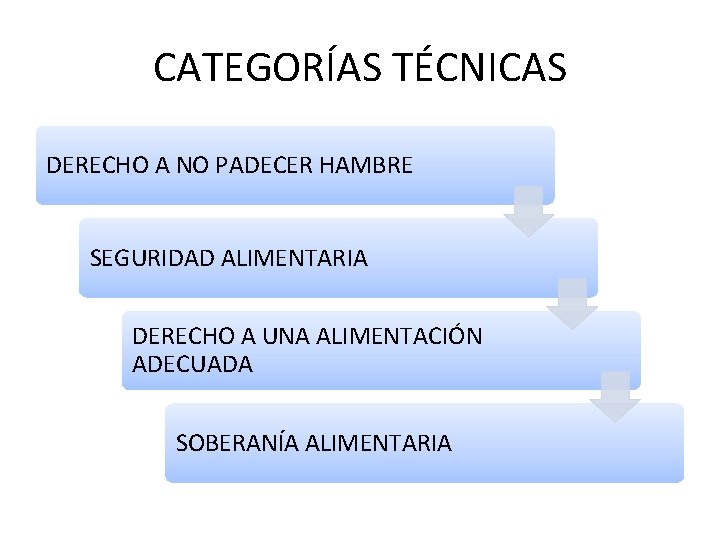 CATEGORÍAS TÉCNICAS DERECHO A NO PADECER HAMBRE SEGURIDAD ALIMENTARIA DERECHO A UNA ALIMENTACIÓN ADECUADA