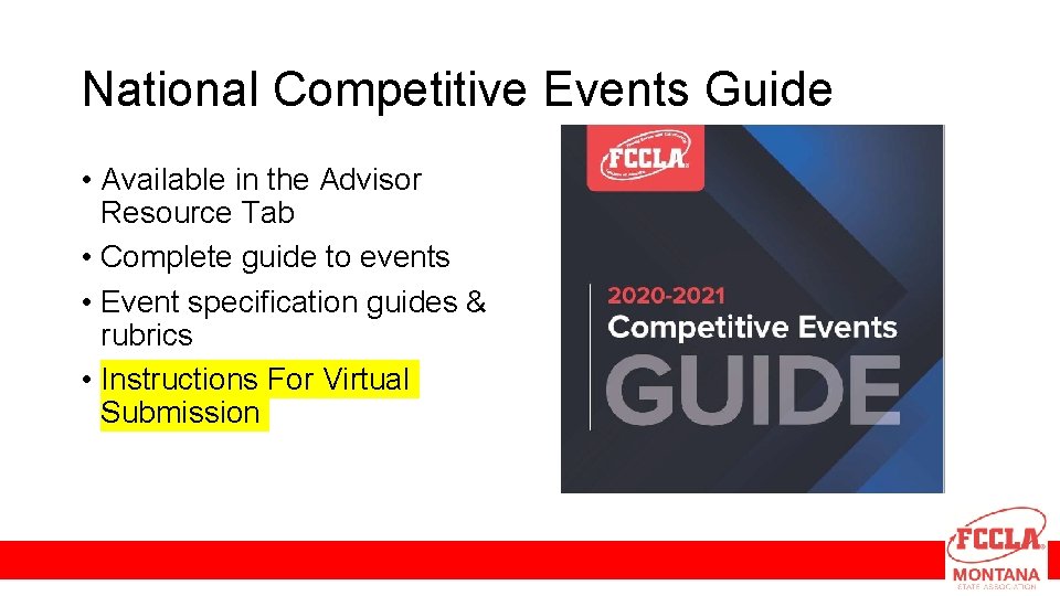 National Competitive Events Guide • Available in the Advisor Resource Tab • Complete guide