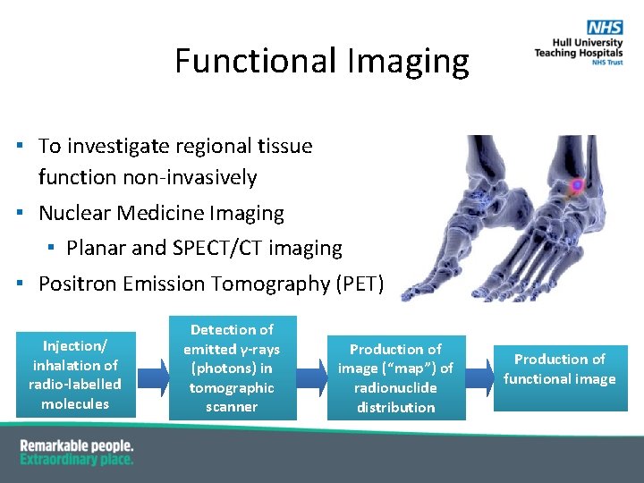 Functional Imaging ▪ To investigate regional tissue function non-invasively ▪ Nuclear Medicine Imaging ▪ Functional Imaging ▪ To investigate regional tissue function non-invasively ▪ Nuclear Medicine Imaging ▪