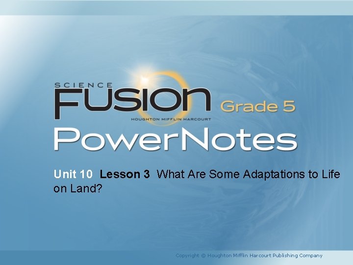 Unit 10 Lesson 3 What Are Some Adaptations to Life on Land? Copyright ©