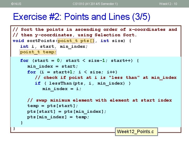 © NUS CS 1010 (AY 2014/5 Semester 1) Week 12 - 10 Exercise #2: