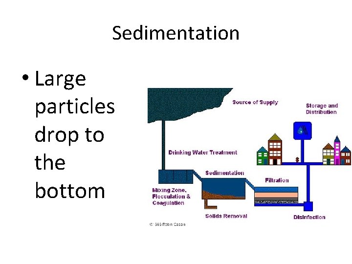 Sedimentation • Large particles drop to the bottom 