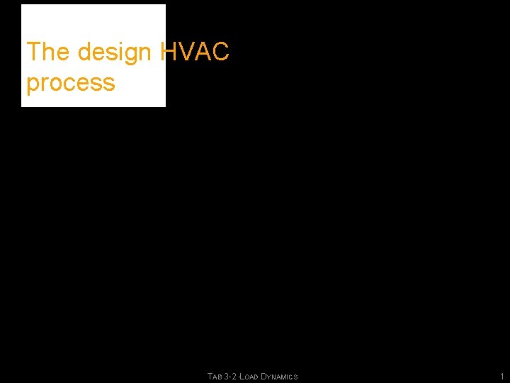 The design HVAC process TAB 3 -2 -LOAD DYNAMICS 1 