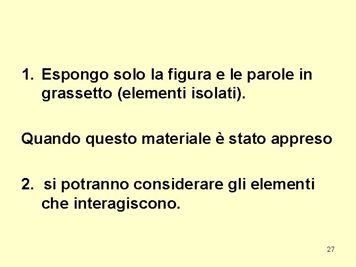 1. Espongo solo la figura e le parole in grassetto (elementi isolati). Quando questo