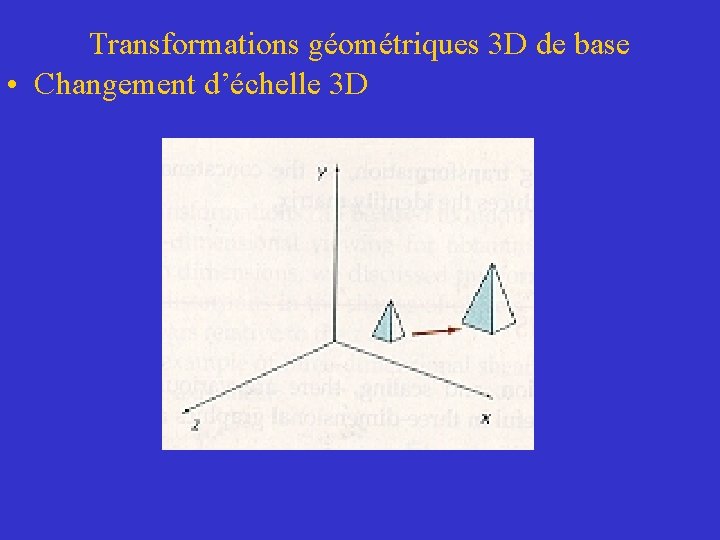 Transformations géométriques 3 D de base • Changement d’échelle 3 D 