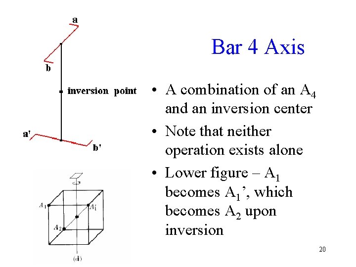 Bar 4 Axis • A combination of an A 4 and an inversion center