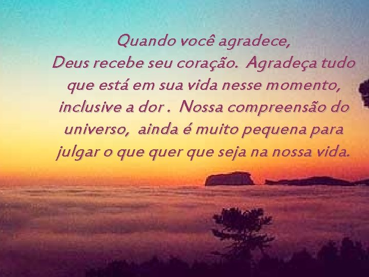 Quando você agradece, Deus recebe seu coração. Agradeça tudo que está em sua vida