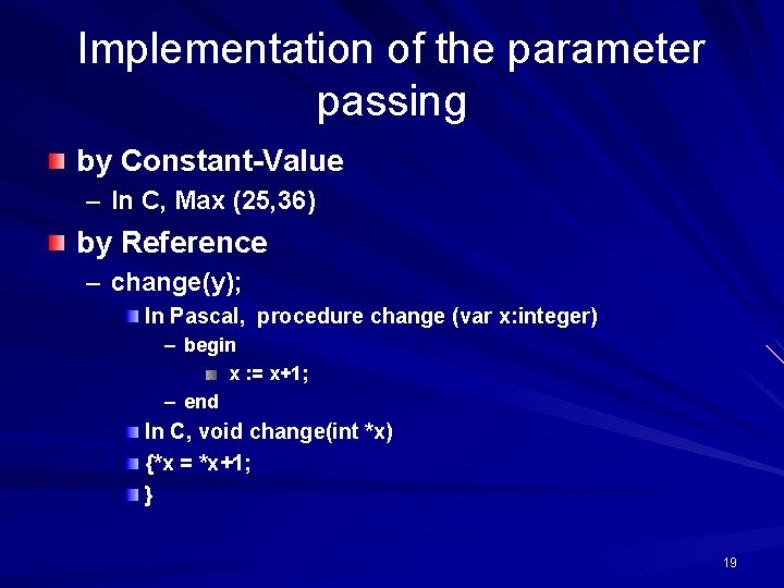 Implementation of the parameter passing by Constant-Value – In C, Max (25, 36) by