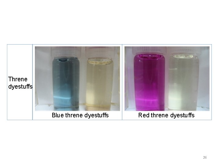 Threne dyestuffs Blue threne dyestuffs Red threne dyestuffs 26 