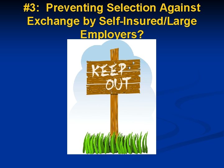 #3: Preventing Selection Against Exchange by Self-Insured/Large Employers? 