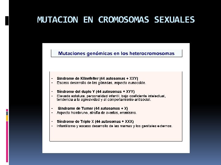 MUTACION EN CROMOSOMAS SEXUALES 