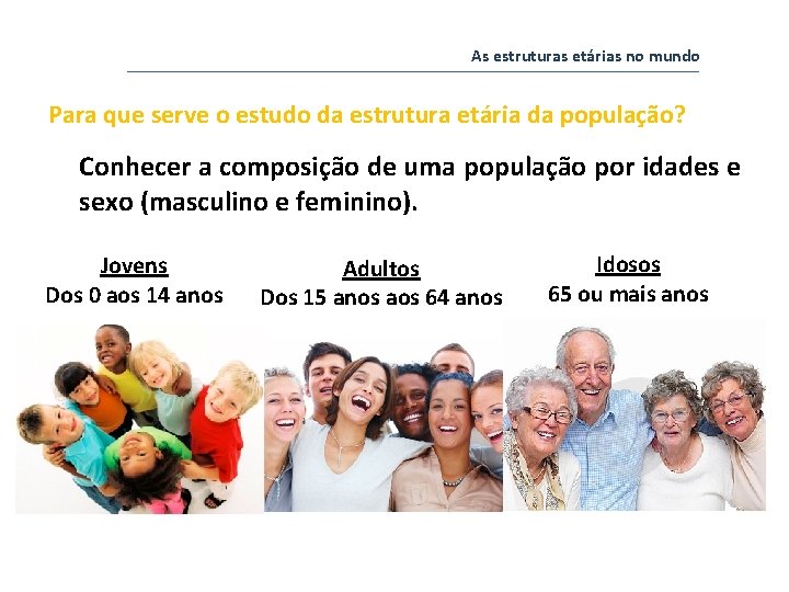 As estruturas etárias no mundo Para que serve o estudo da estrutura etária da As estruturas etárias no mundo Para que serve o estudo da estrutura etária da