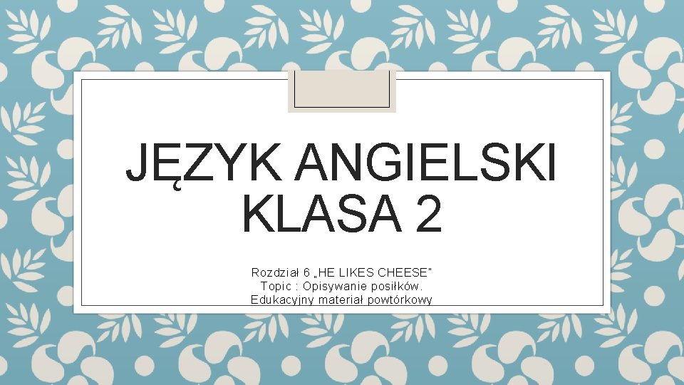 JZYK ANGIELSKI KLASA 2 Rozdzia 6 HE LIKES