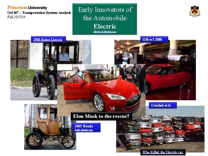 Orf 467 – Transportation Systems Analysis Fall 2017/18 Early Innovators of the Automobile Electric