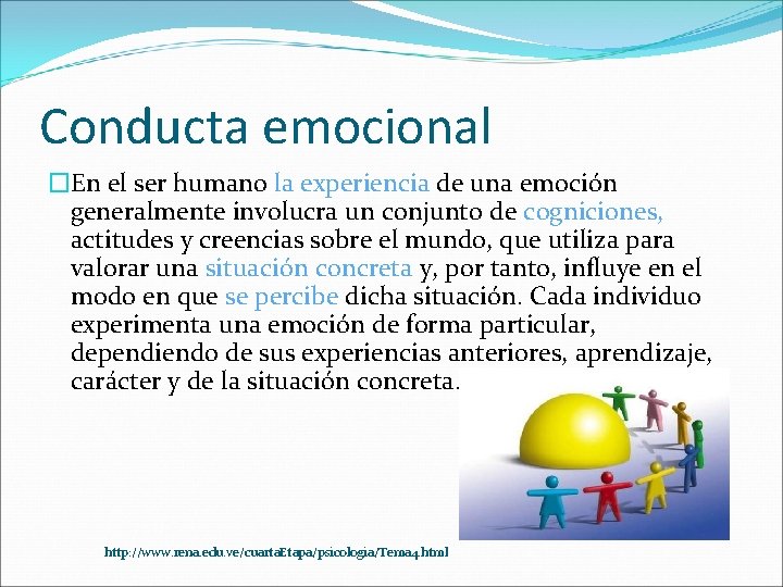 Conducta emocional �En el ser humano la experiencia de una emoción generalmente involucra un Conducta emocional �En el ser humano la experiencia de una emoción generalmente involucra un