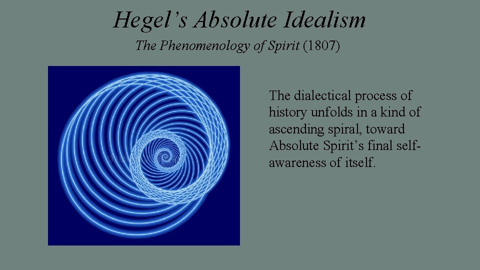 Hegel’s Absolute Idealism The Phenomenology of Spirit (1807) The dialectical process of history unfolds
